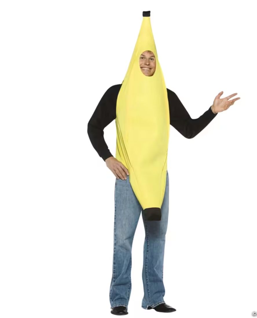 Adults Banana Costume on Hanging Display Card - Standard