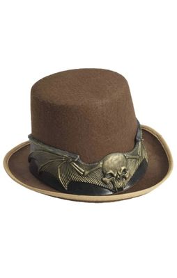 Mens Brown Steampunk Skull Hat