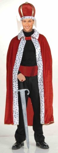 King Robe &amp; Crown Set Adult Costume - Red