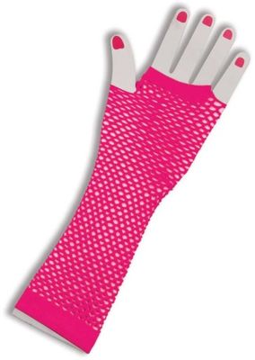 Fishnet Fingerless Glove Long Pink