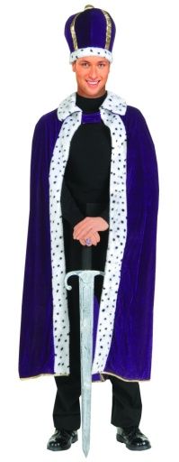King Robe &amp; Crown Set Adult Costume - Purple