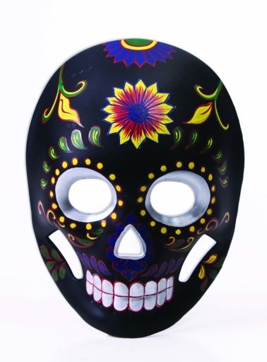 Adult Black Flower Skull Mask