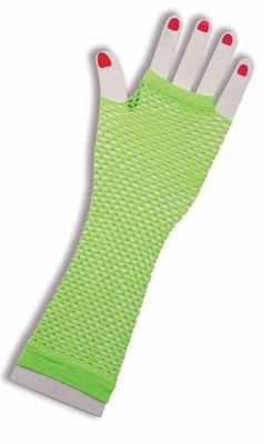 Fishnet Fingerless Glove Long Green