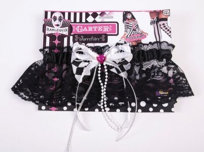 Harlequin Clown Garter W/Gem