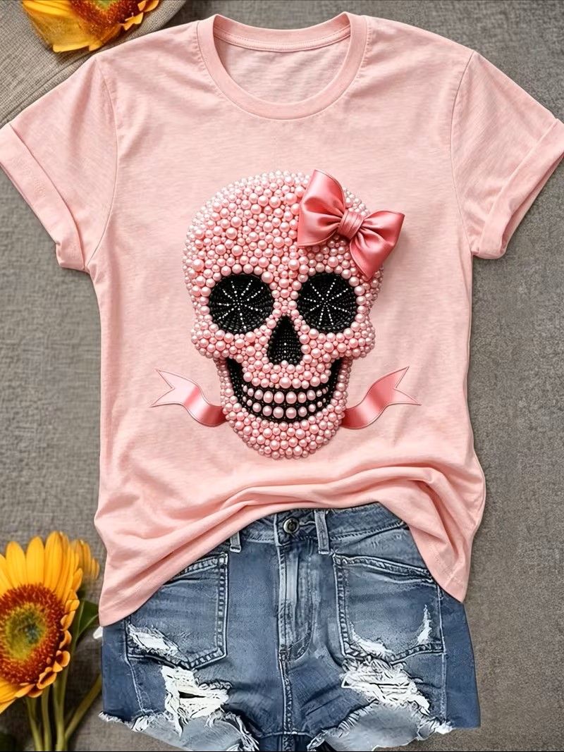 Halloween Pink Skull T-Shirt