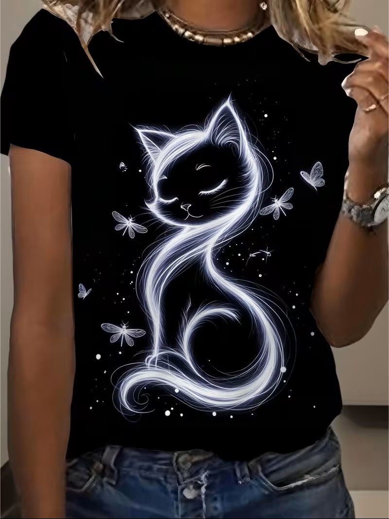 Halloween T-Shirt Glowing Cat