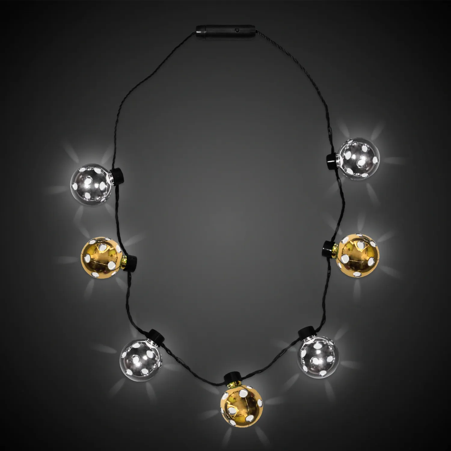 LED Gold &amp; Silver Disco Ball Necklace