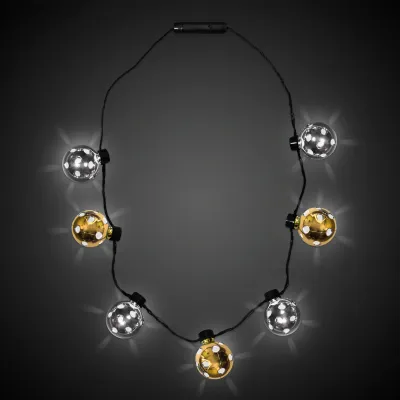 LED Gold &amp; Silver Disco Ball Necklace