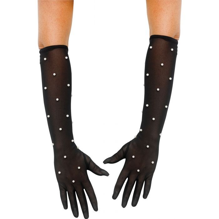 Pearl Mesh Glove, Colour: black