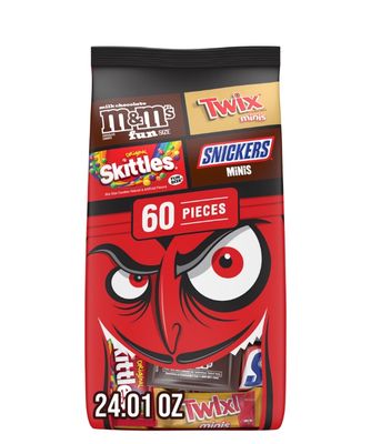 60Ct M&amp;M's, Snickers, Skittles &amp; Twix Halloween Candy