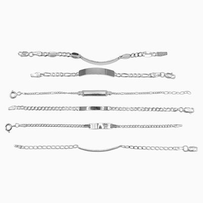 Paquete de 6 Pulseras Infantiles de Plata .925 – Modelos y Medidas Surtidas