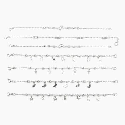 Paquete de 7 Pulseras de Plata .925 – Modelos Surtidos 7”