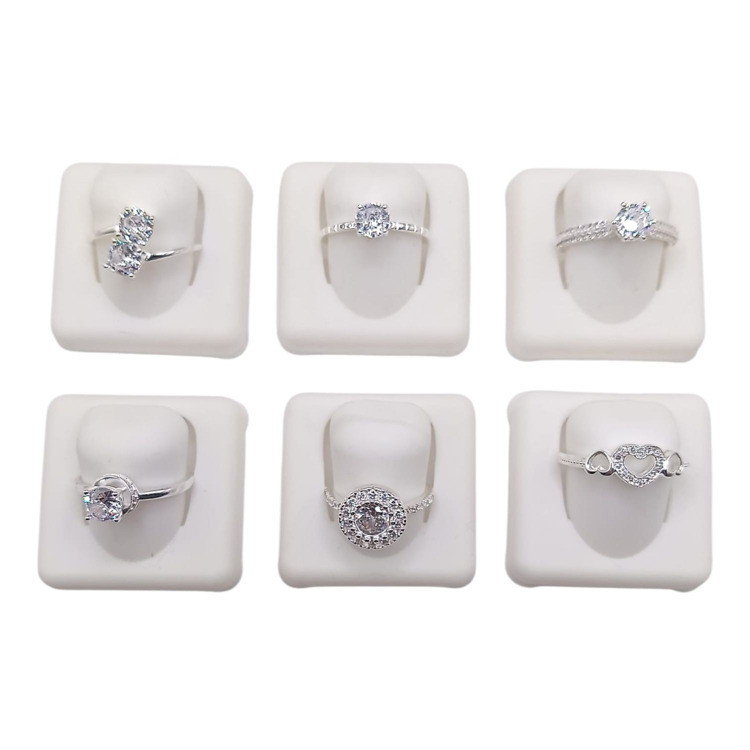 PAQUETE DE 6 ANILLOS DIFERENTES MODELOS Y MEDIDAS, PLATA .925