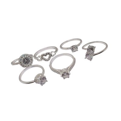 PAQUETE DE 6 ANILLOS DIFERENTES MODELOS Y MEDIDAS, PLATA .925