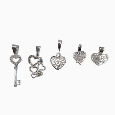 Paquete de Dijes de Corazones en Plata .925