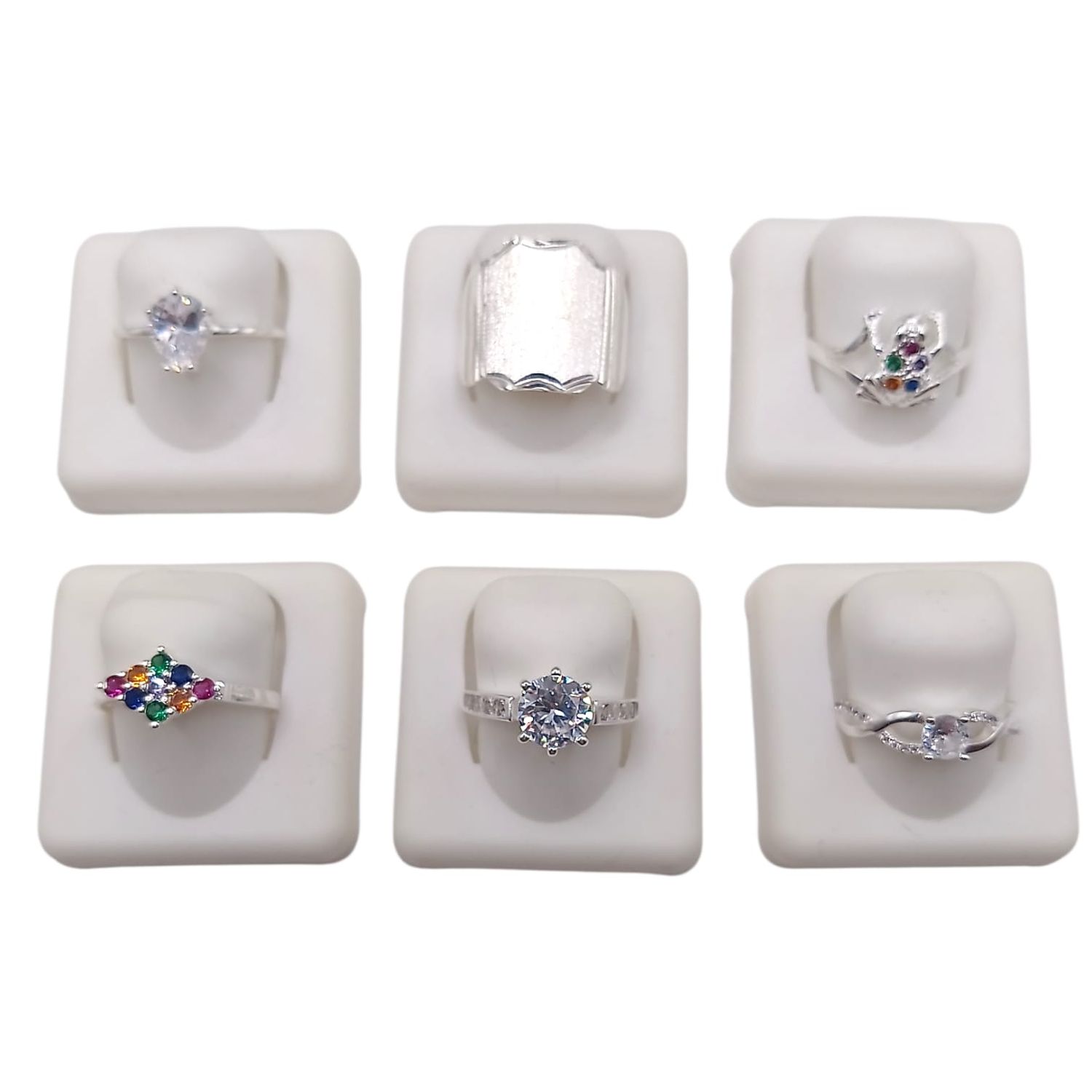 PAQUETE DE 6 ANILLOS DIF MEDIDAS Y MODELO0S, PLATA .925