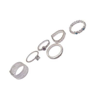 PAQUETE DE 6 ANILLOS, DIF MODELOS Y MEDIDAS, PLATA .925