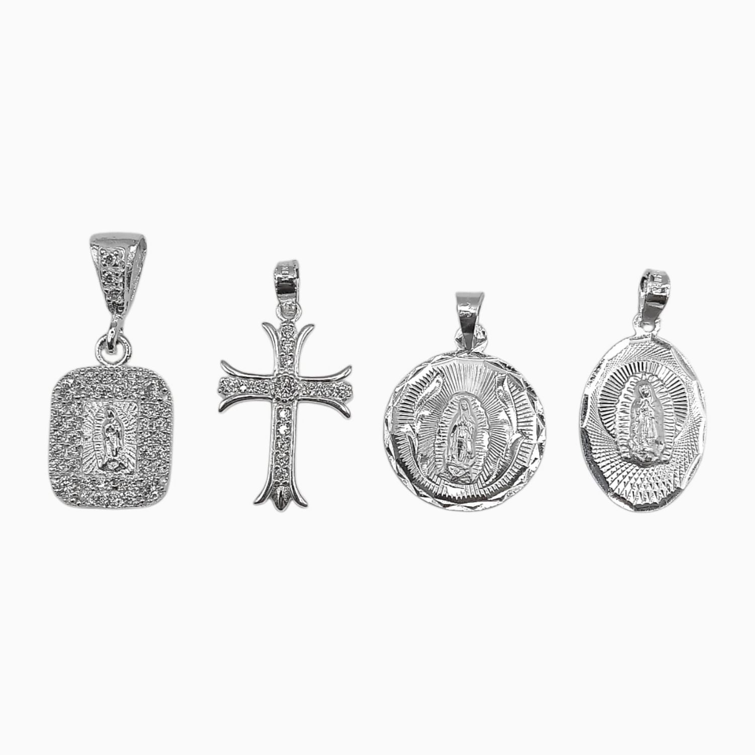 PAQUETE DE 4 DIJES RELIGIOSOS, PLATA .925