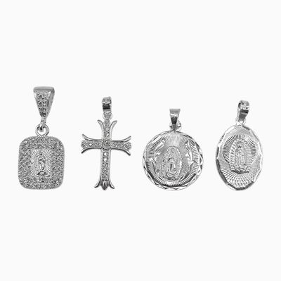 PAQUETE DE 4 DIJES RELIGIOSOS, PLATA .925