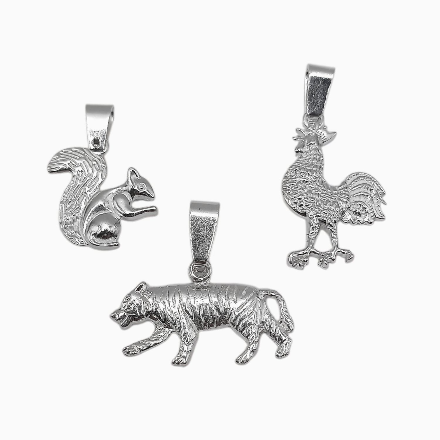 Paquete de 3 Dijes de Animalitos en Plata .925