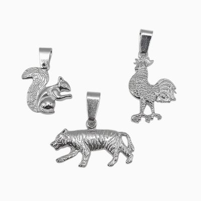 Paquete de 3 Dijes de Animalitos en Plata .925