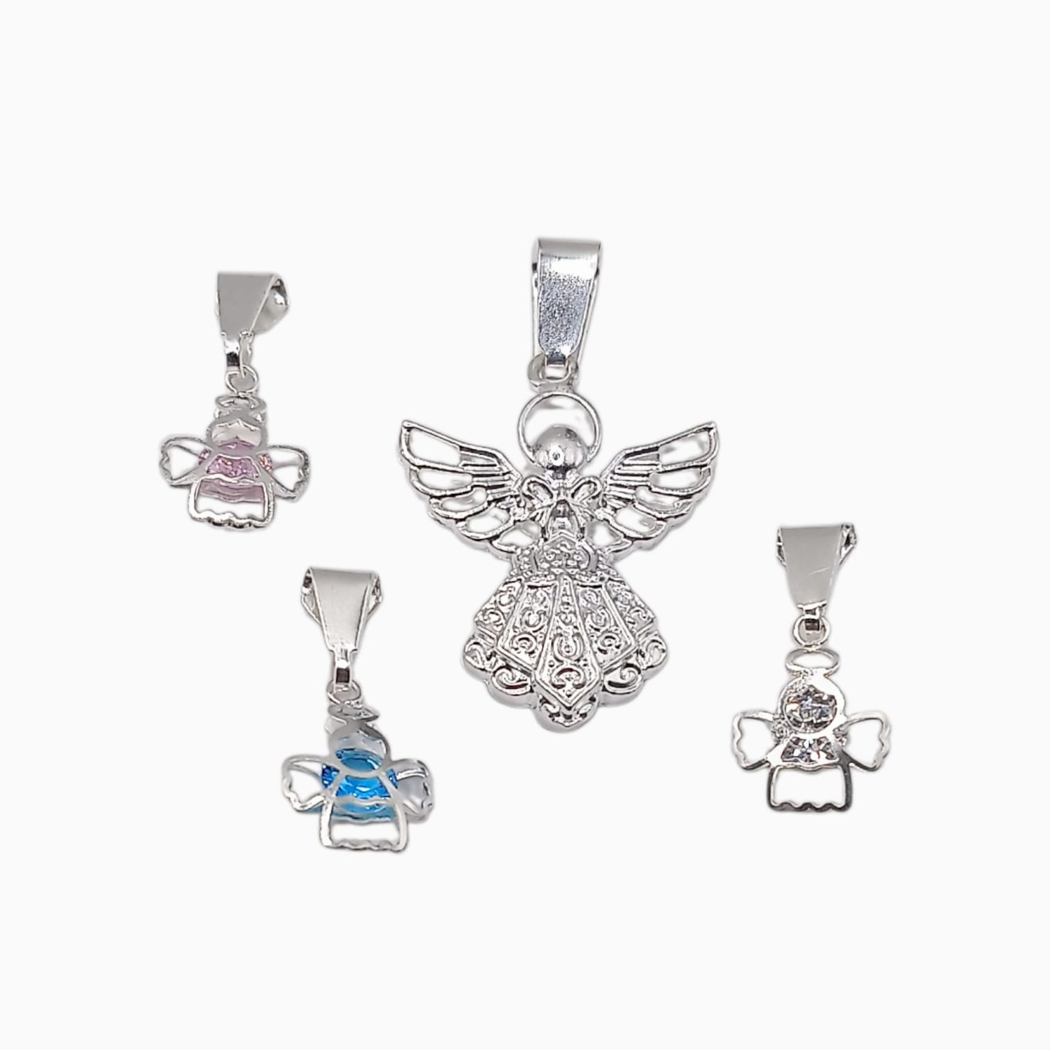 Paquete de 4 Dijes de Angelitos en Plata .925