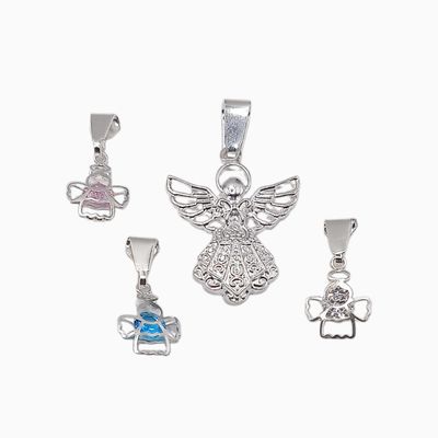 Paquete de 4 Dijes de Angelitos en Plata .925