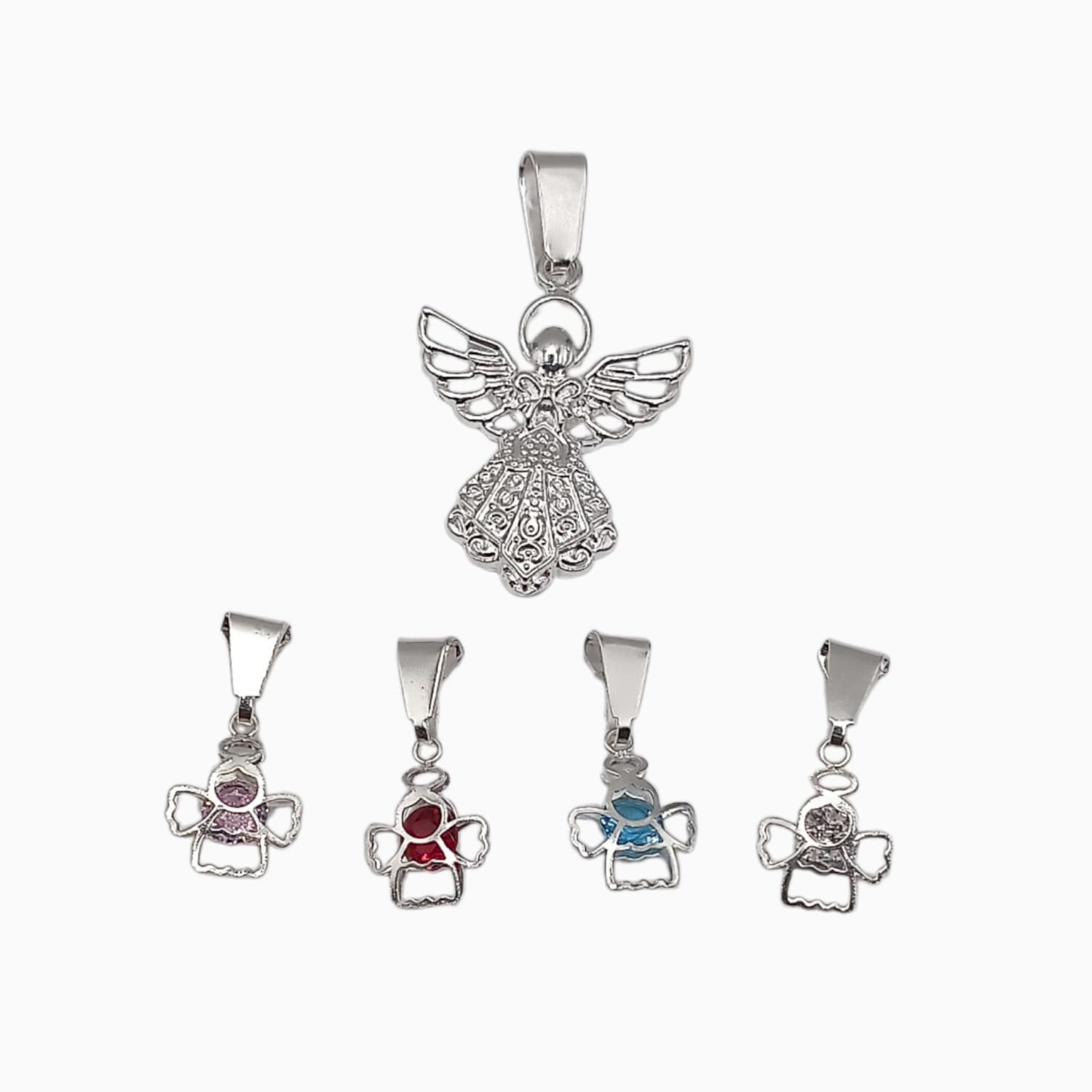 Paquete de 5 Dijes de Angelitos en Plata .925
