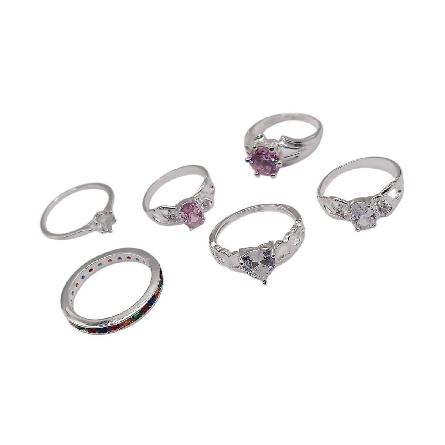 PAQUETE DE 6 ANILLOS , DIFERENTES MEDIDAS Y MODELOS, PLATA .925