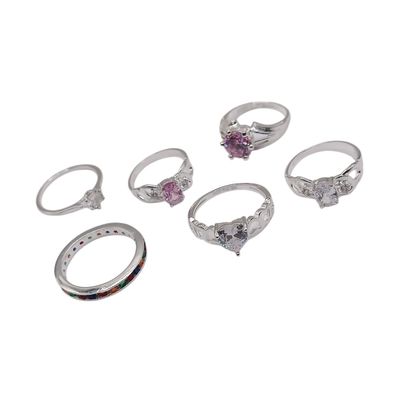 PAQUETE DE 6 ANILLOS , DIFERENTES MEDIDAS Y MODELOS, PLATA .925