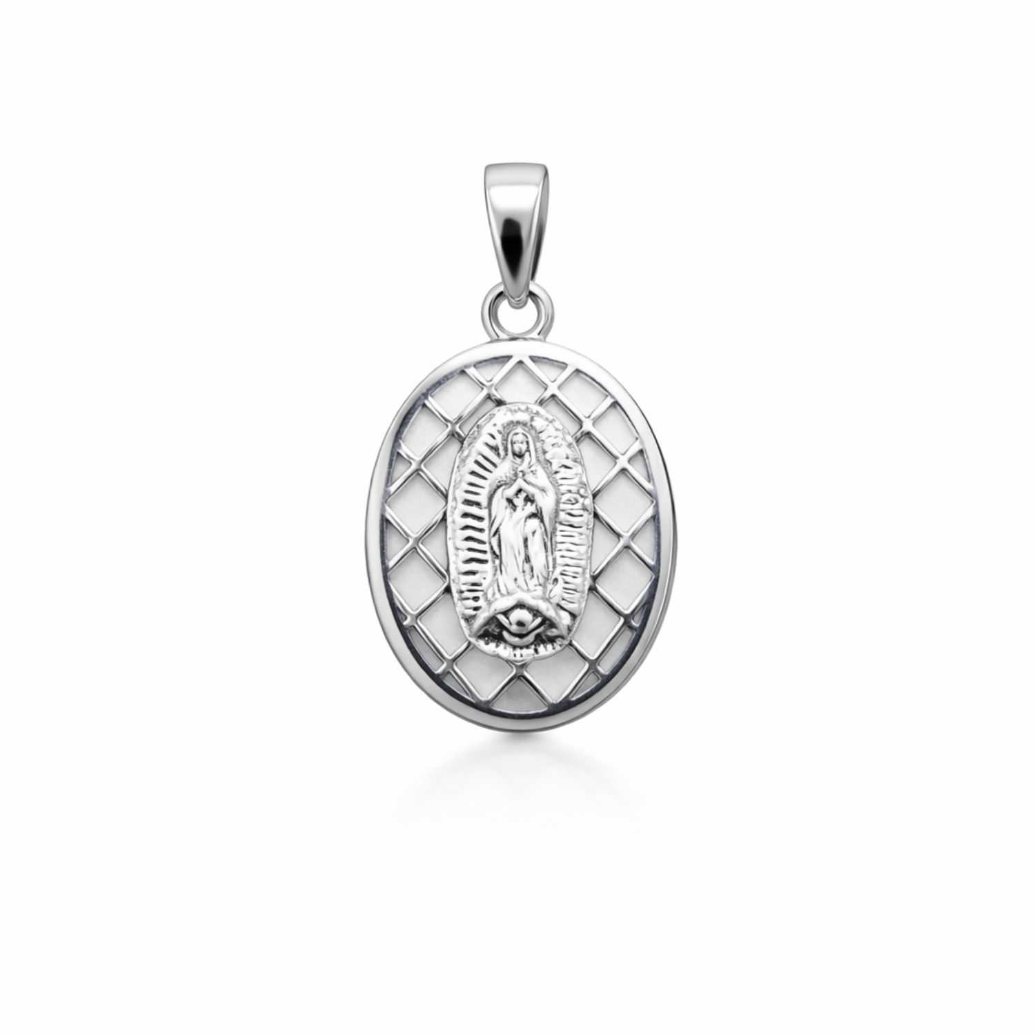 MEDALLA OVALADA  VIRGEN DE GUADALUPE, 1.7 CM, PLATA .925