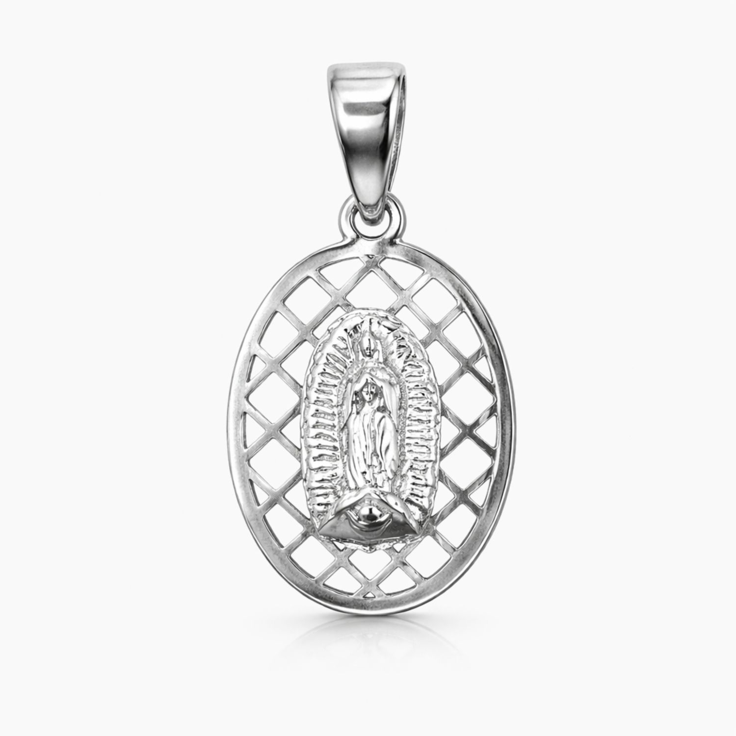 MEDALLA OVALADA  VIRGEN DE GUADALUPE, 1.7 CM, PLATA .925