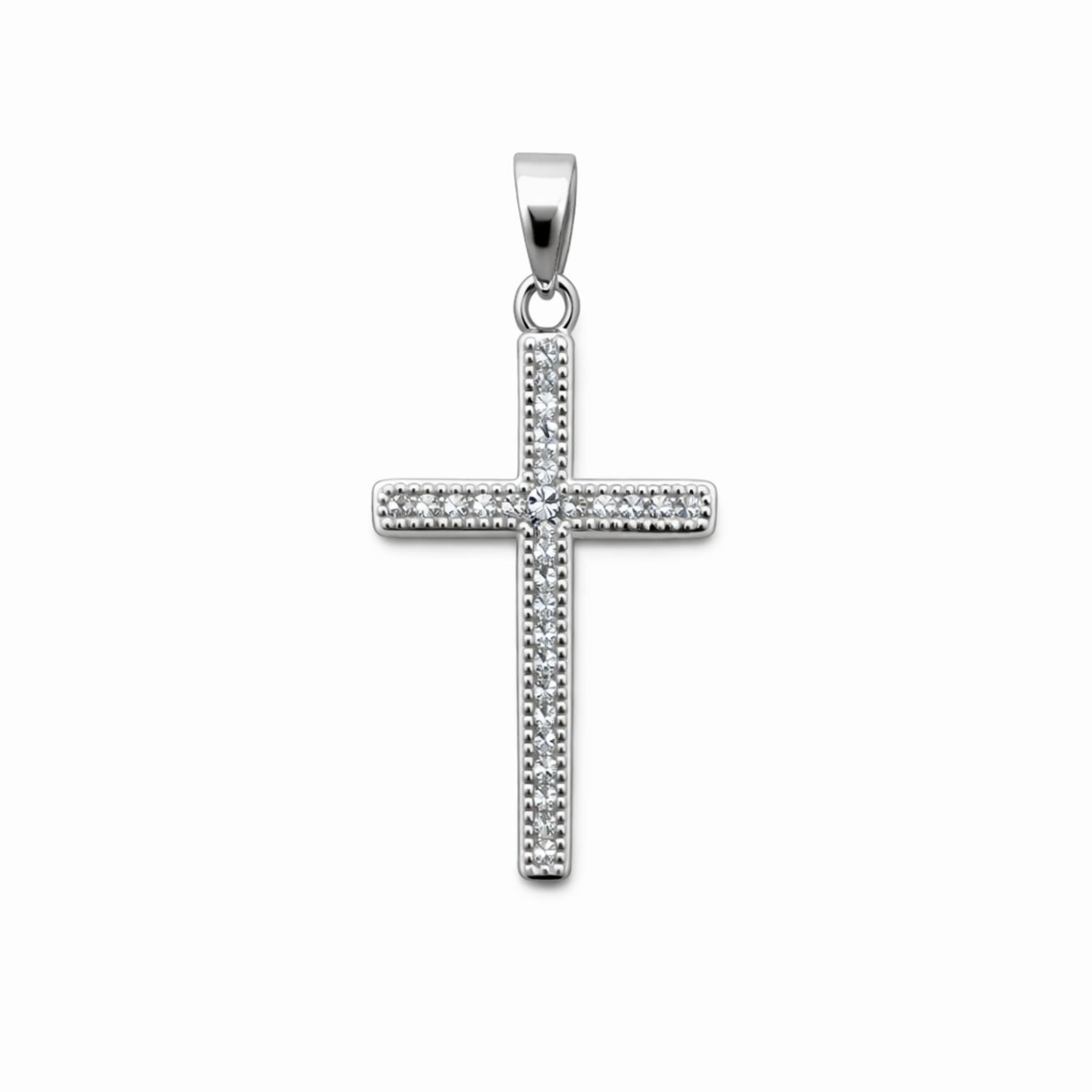 DIJE CRUZ CON CZ, 3.1 CM, PLATA .925