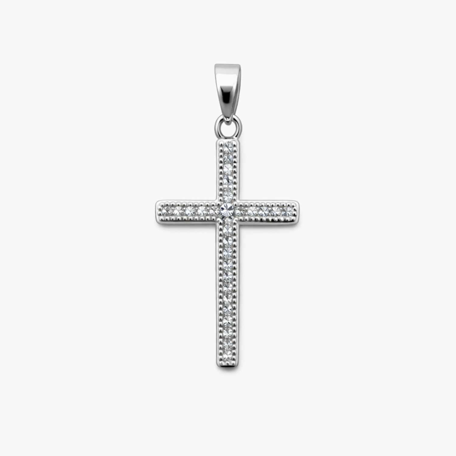 DIJE CRUZ CON CZ, 3.1 CM, PLATA .925