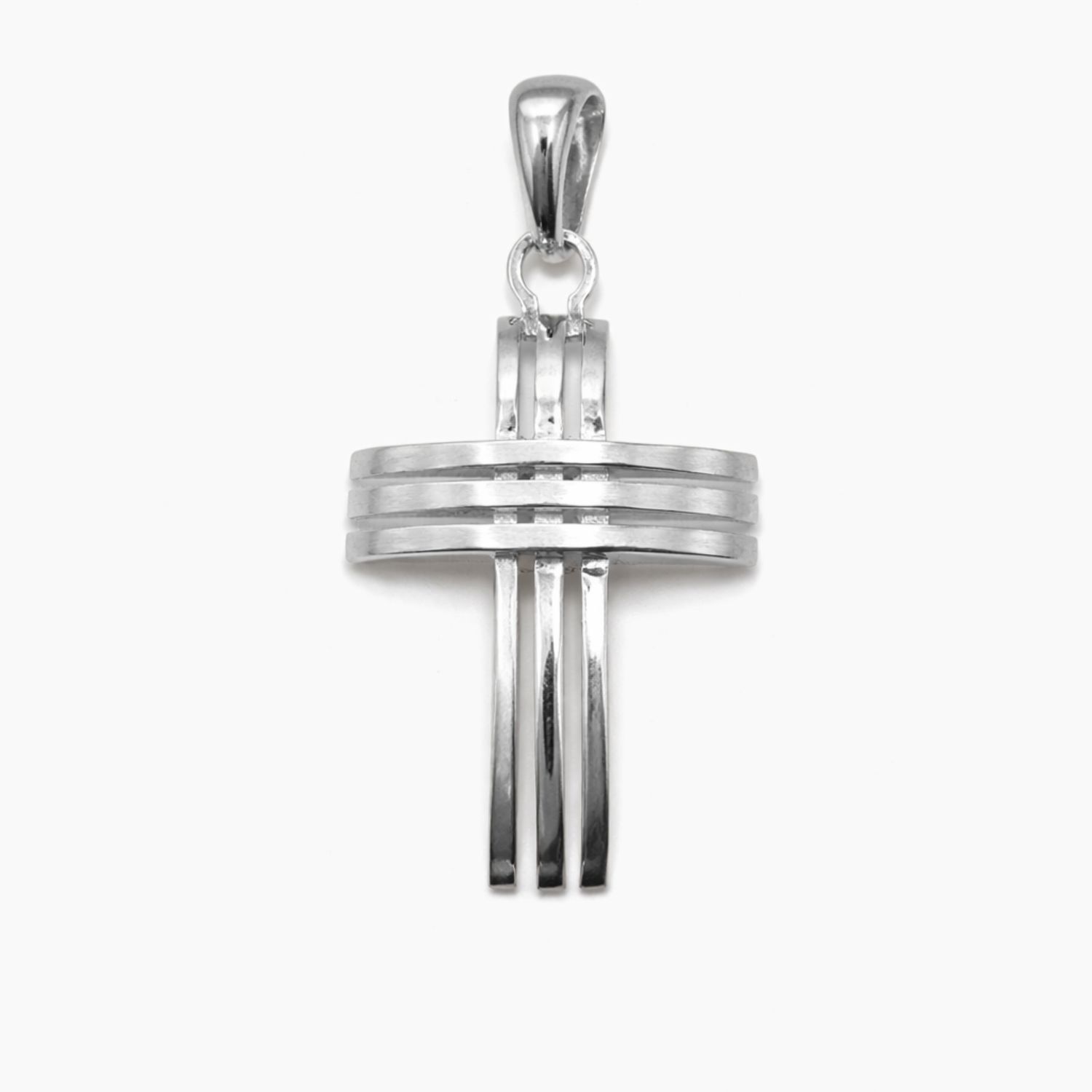 DIJE CRUZ A RAYAS, 3 CM, PLATA .925