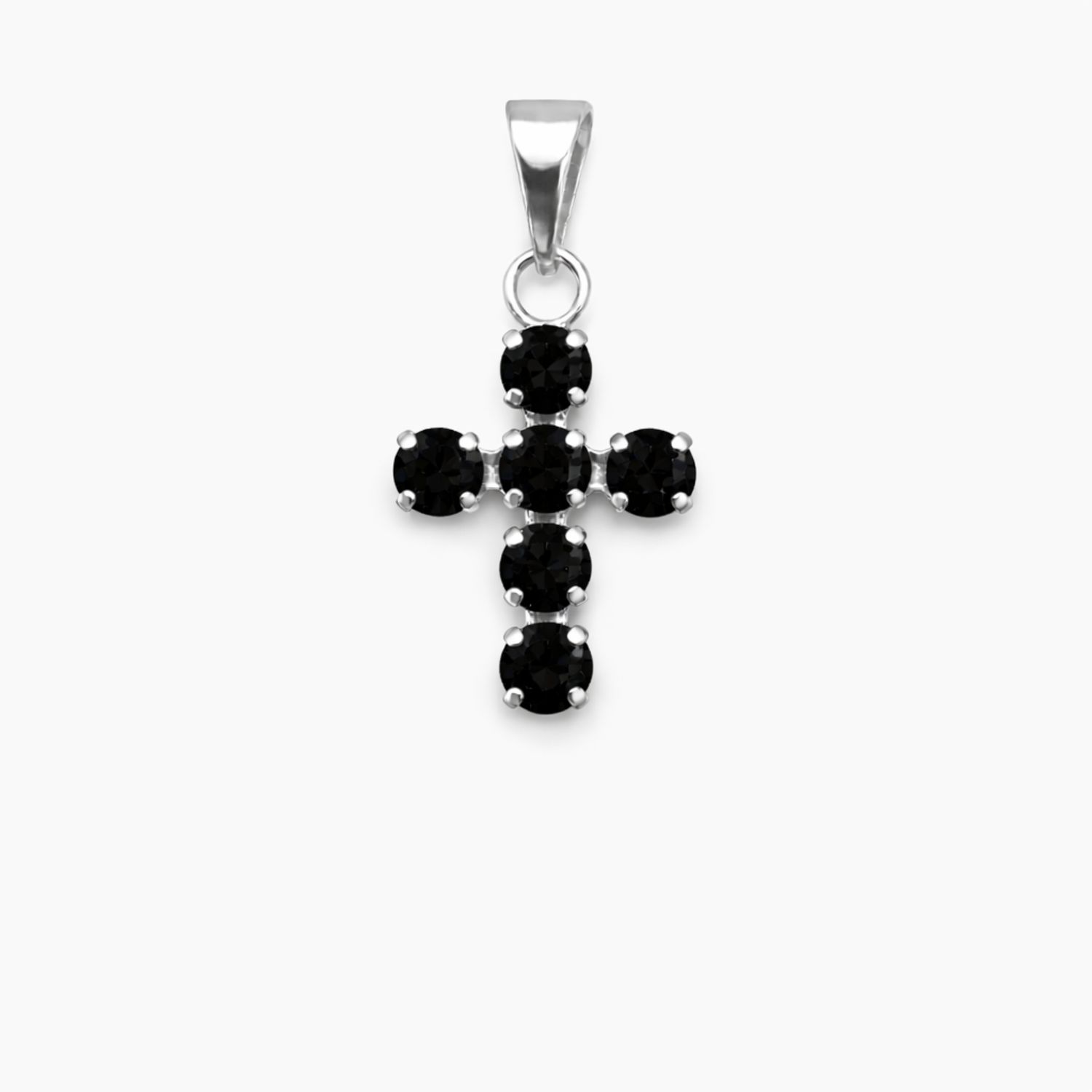 DIJE CRUZ CZ NEGRA 2.5 CM, PLATA .925