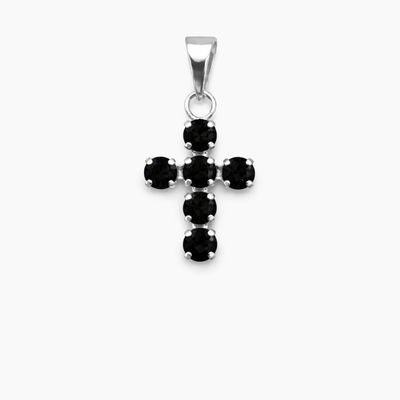DIJE CRUZ CZ NEGRA 2.5 CM, PLATA .925