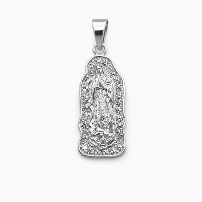 DIJE VIRGEN DE GPE CON CZ, 4.5 CM, PLATA .925