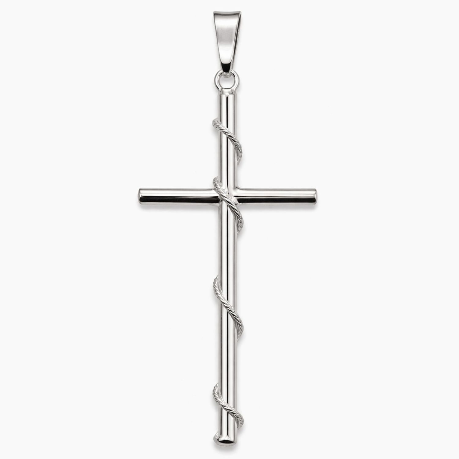 DIJE CRUZ CON CUERDA, 5 CM, PLATA .925