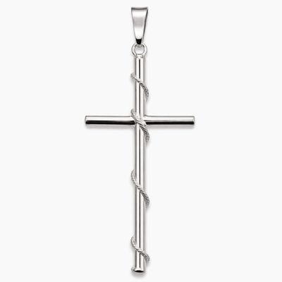 DIJE CRUZ CON CUERDA, 5 CM, PLATA .925