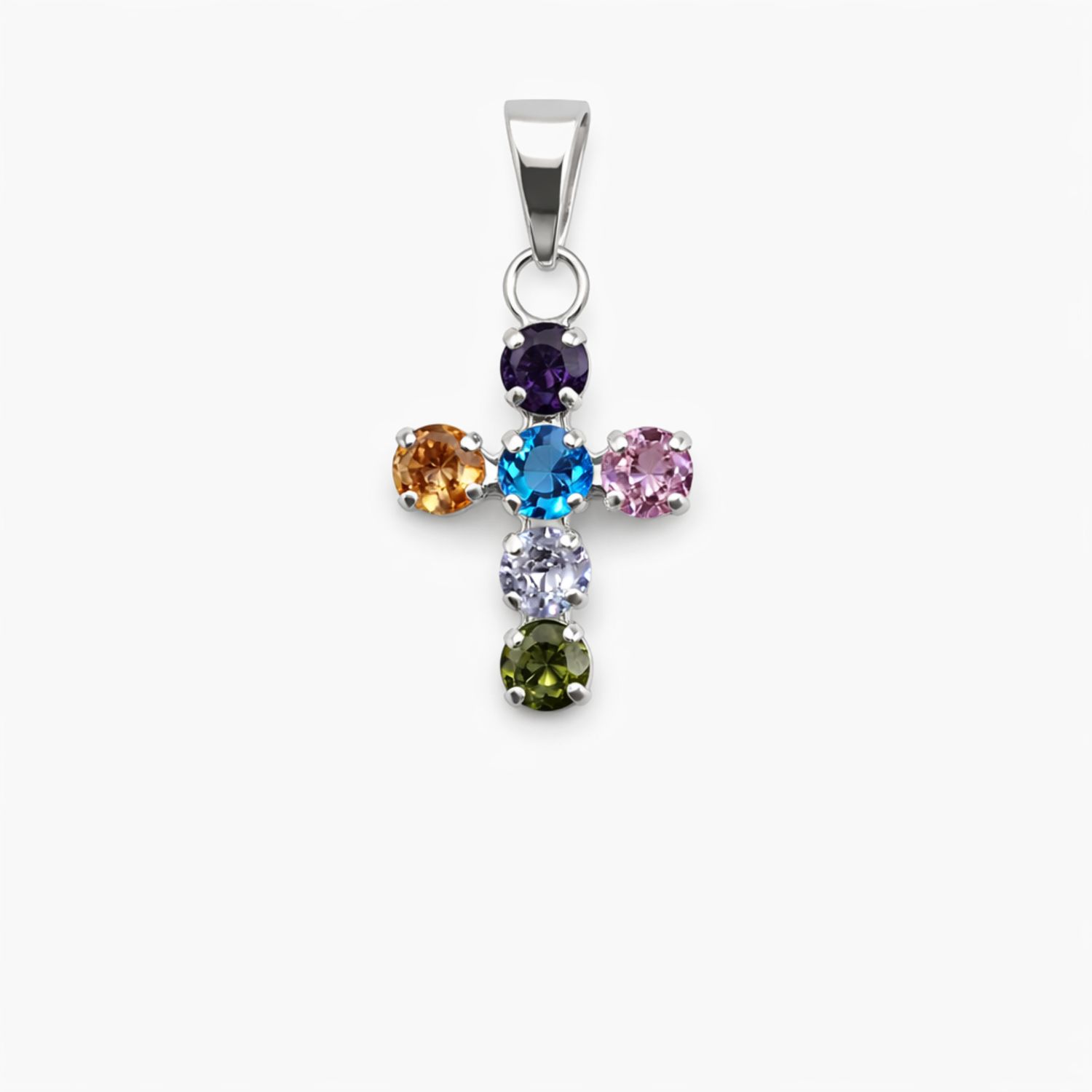 DIJE CRUZ CZ MULTICOLOR, 2.5 CM, PLATA .925