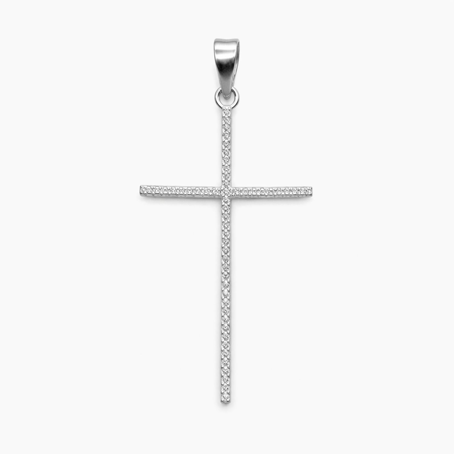 DIJE CRUZ CON CZ, 4.7 CM, PLATA .925