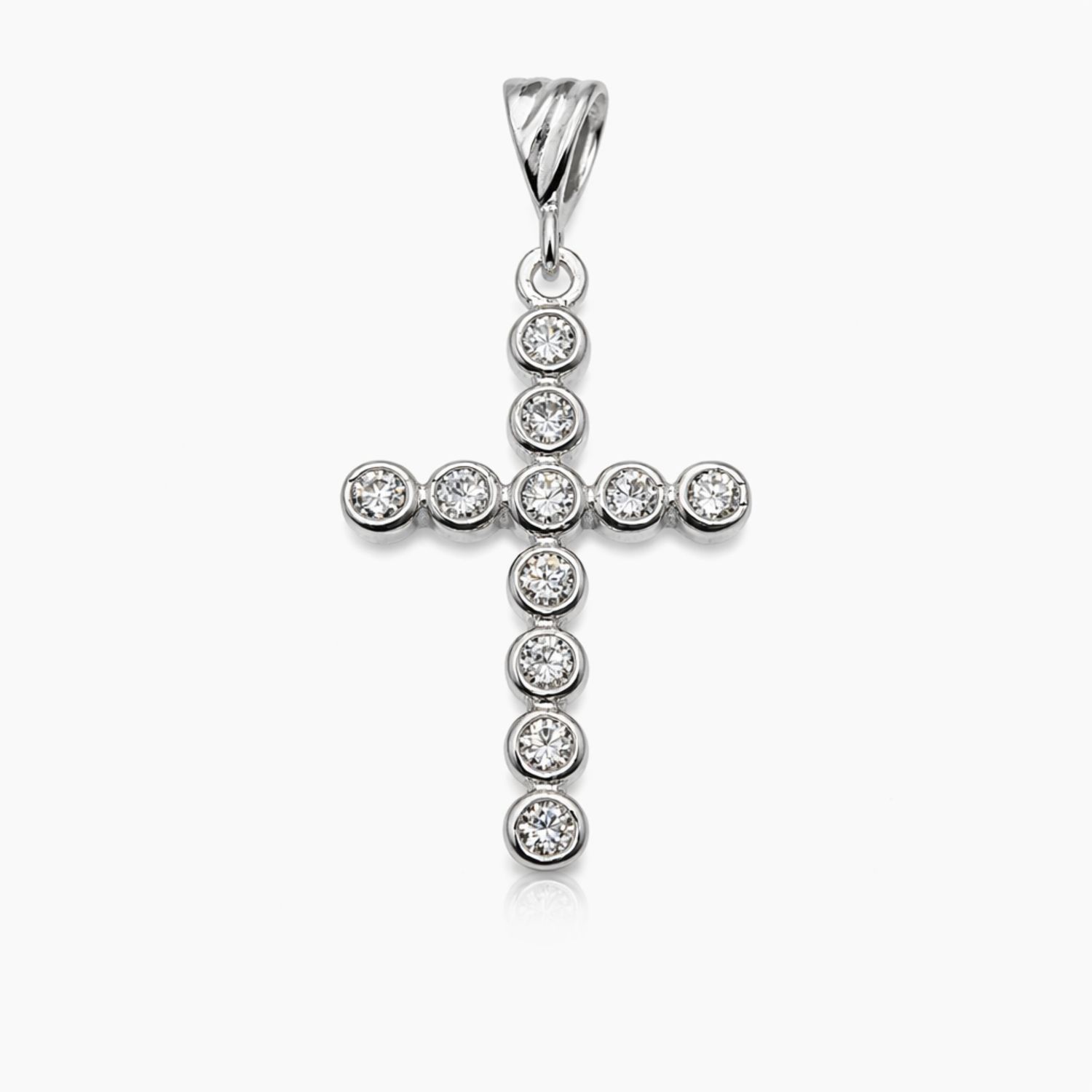 DIJE CRUZ CON CZ,  3 CM, PLATA .925