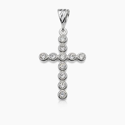 DIJE CRUZ CON CZ,  3 CM, PLATA .925