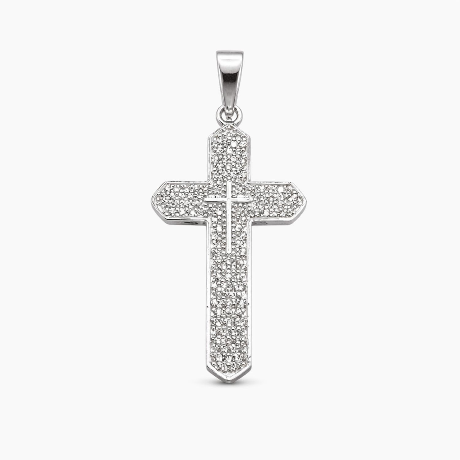 DIJE CRUZ FANCY CON CZ, 3.7 CM, PLATA .925
