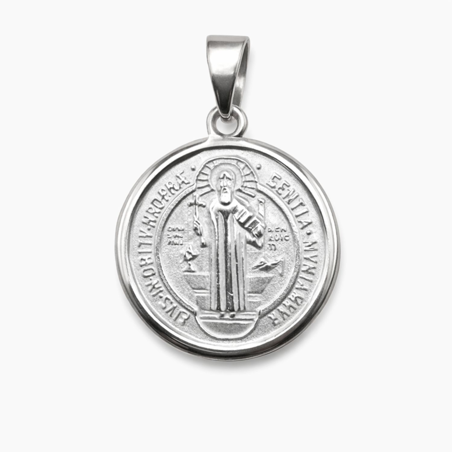 MEDALLA SAN BENITO 2 CM, PLATA .925
