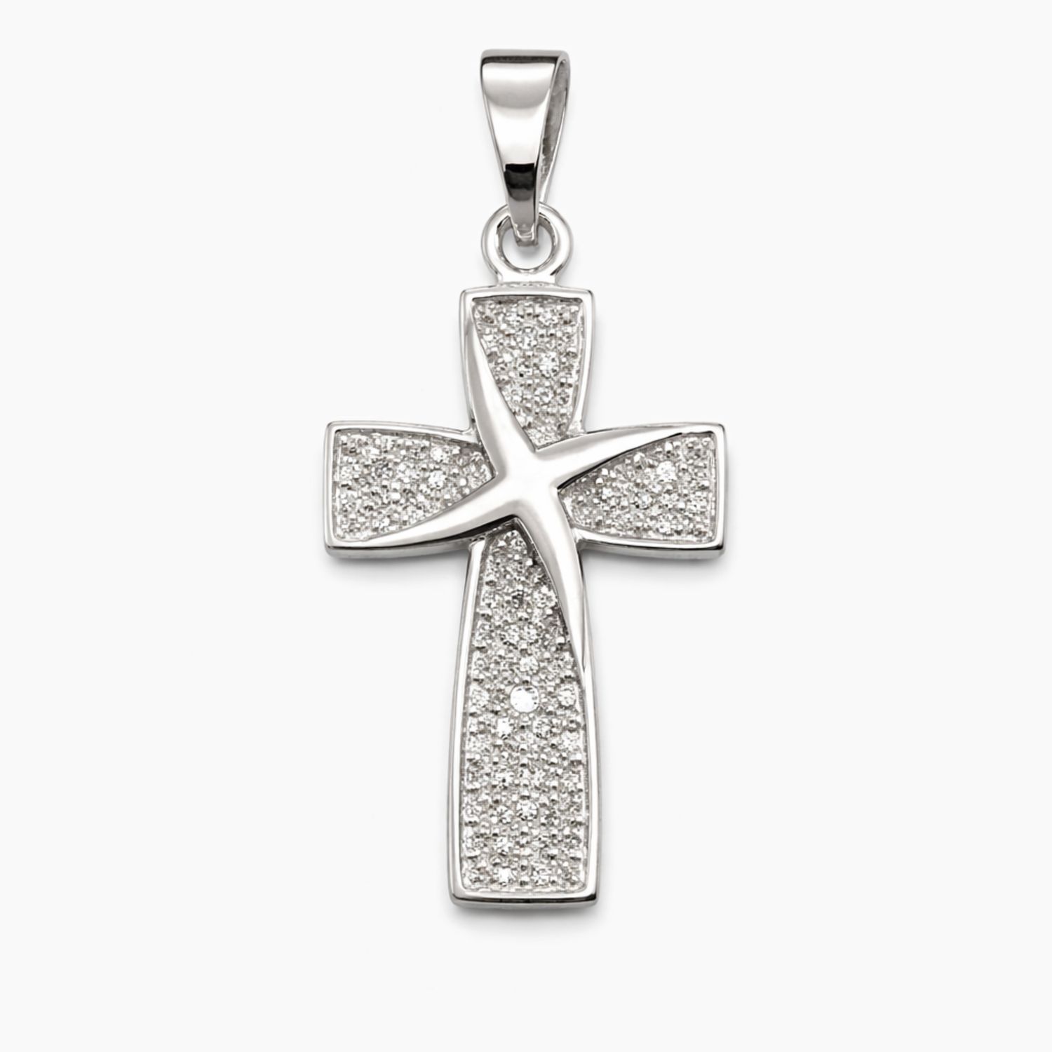 DIJE CRUZ CON CZ, 2.2 CM, PLATA .925