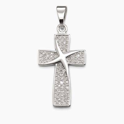 DIJE CRUZ CON CZ, 2.2 CM, PLATA .925