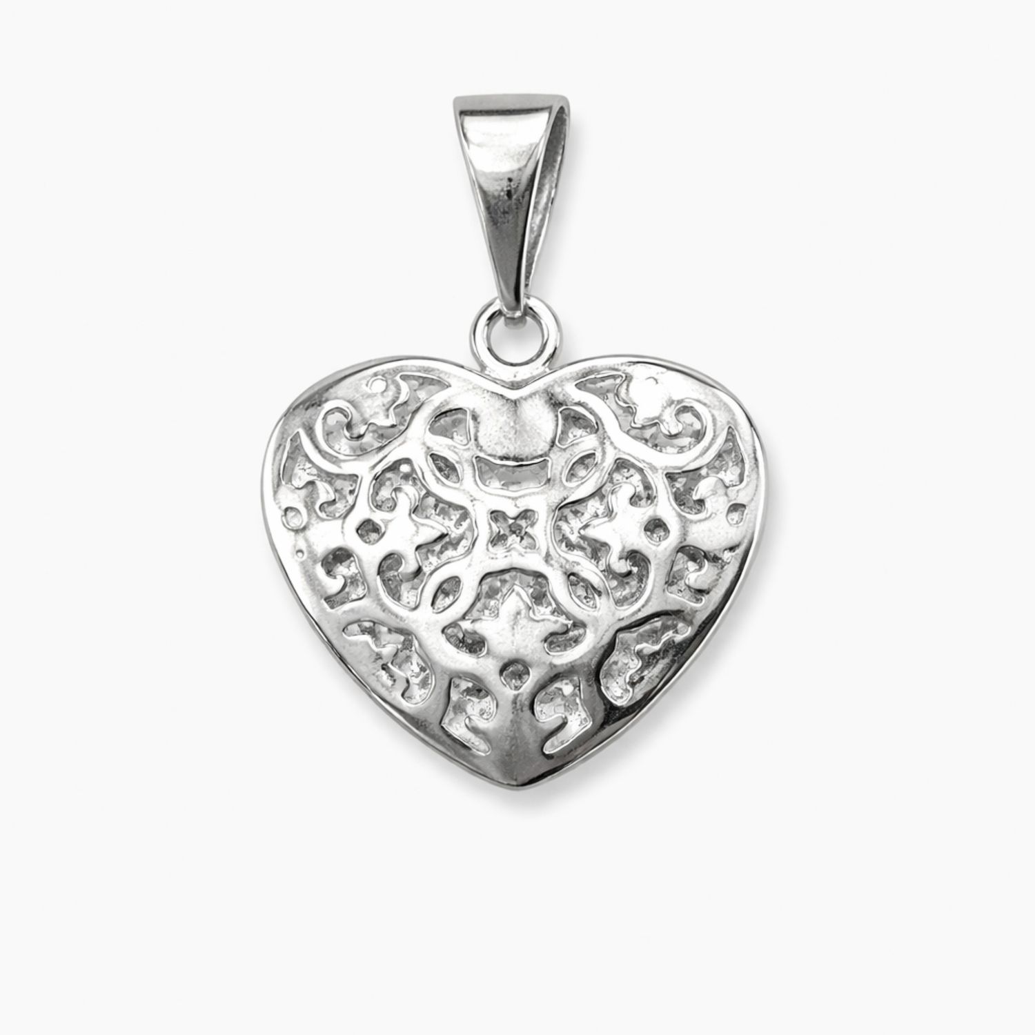 DIJE CORAZON CALADO, 1.6 CM, PLATA .925