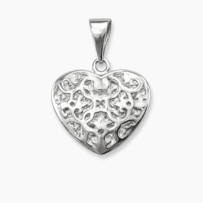 DIJE CORAZON CALADO, 1.6 CM, PLATA .925